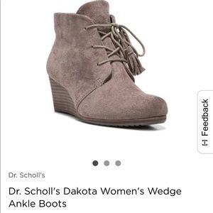 Dr. Scholl dark brown SUEDE wedge boots booties 6